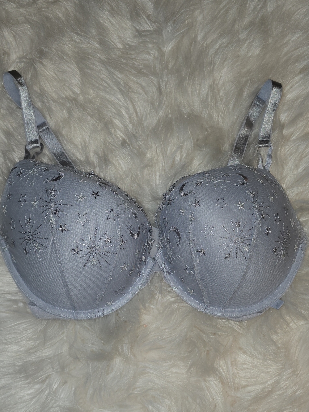 Victorias Secret Embroidered Star & Moon Push-Up Bra SIZE 36DD